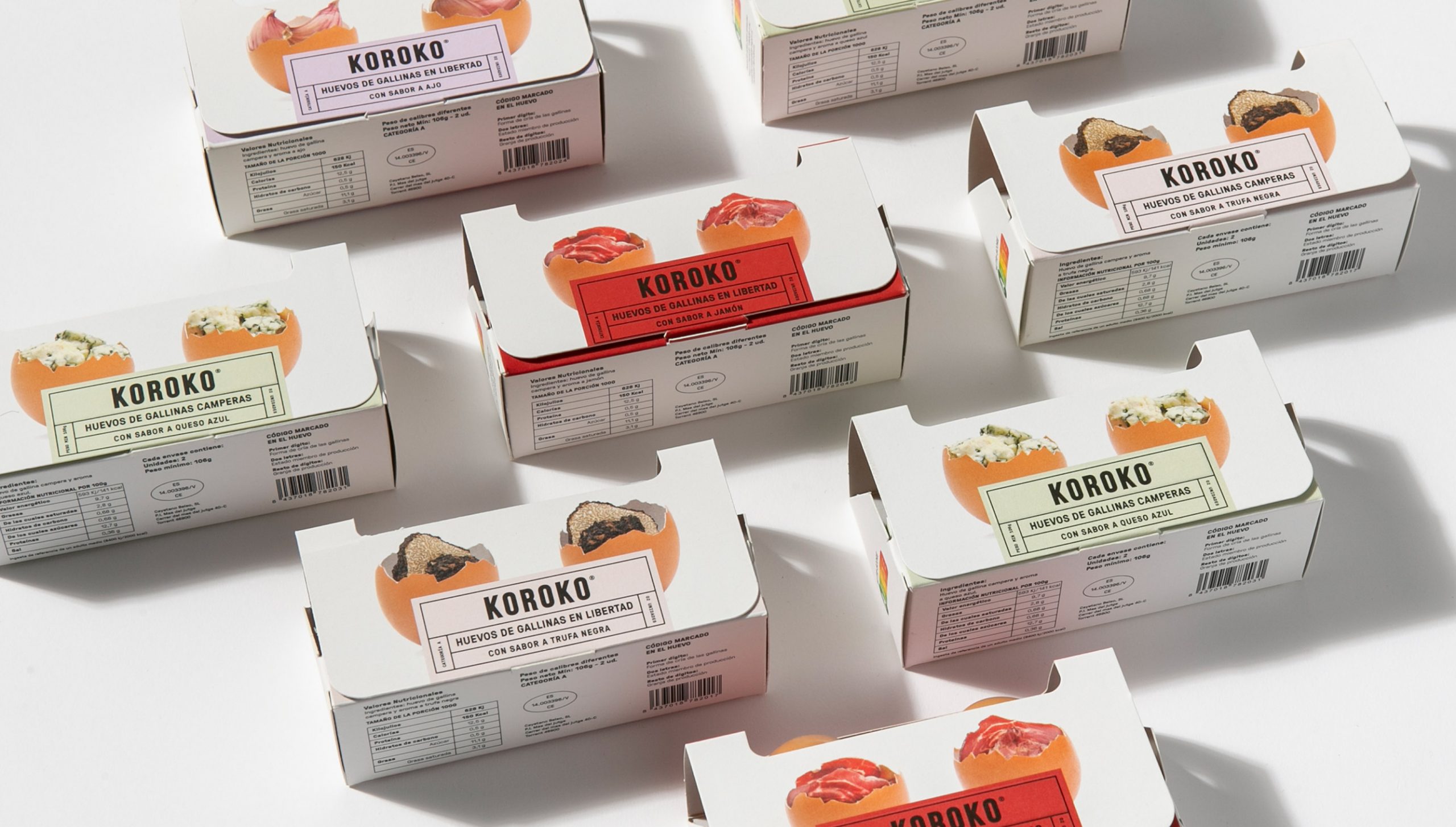 Muestra del diseño del packaging de huevos Koroko