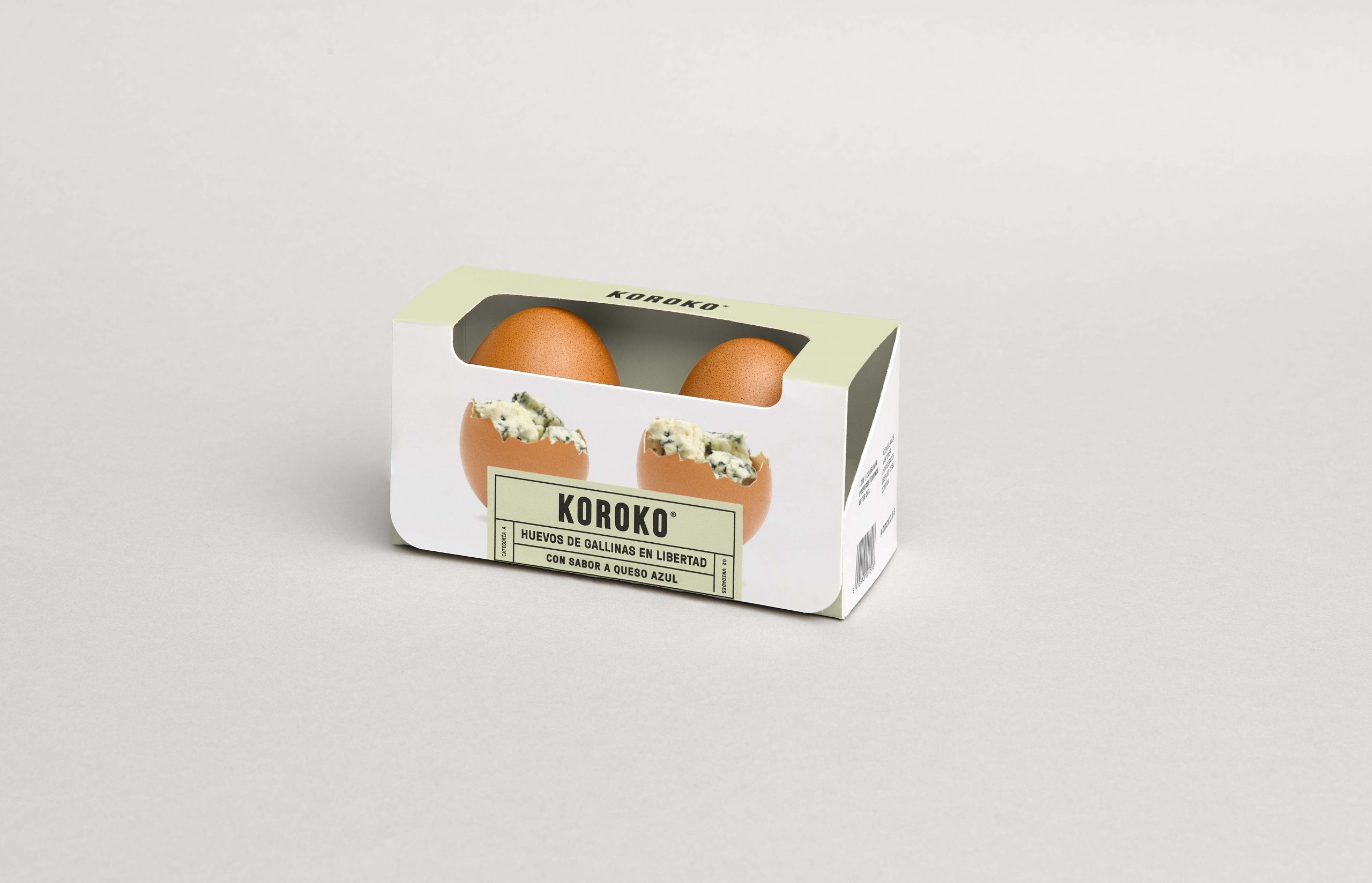 Packaging de los huevos con sabor a queso azul