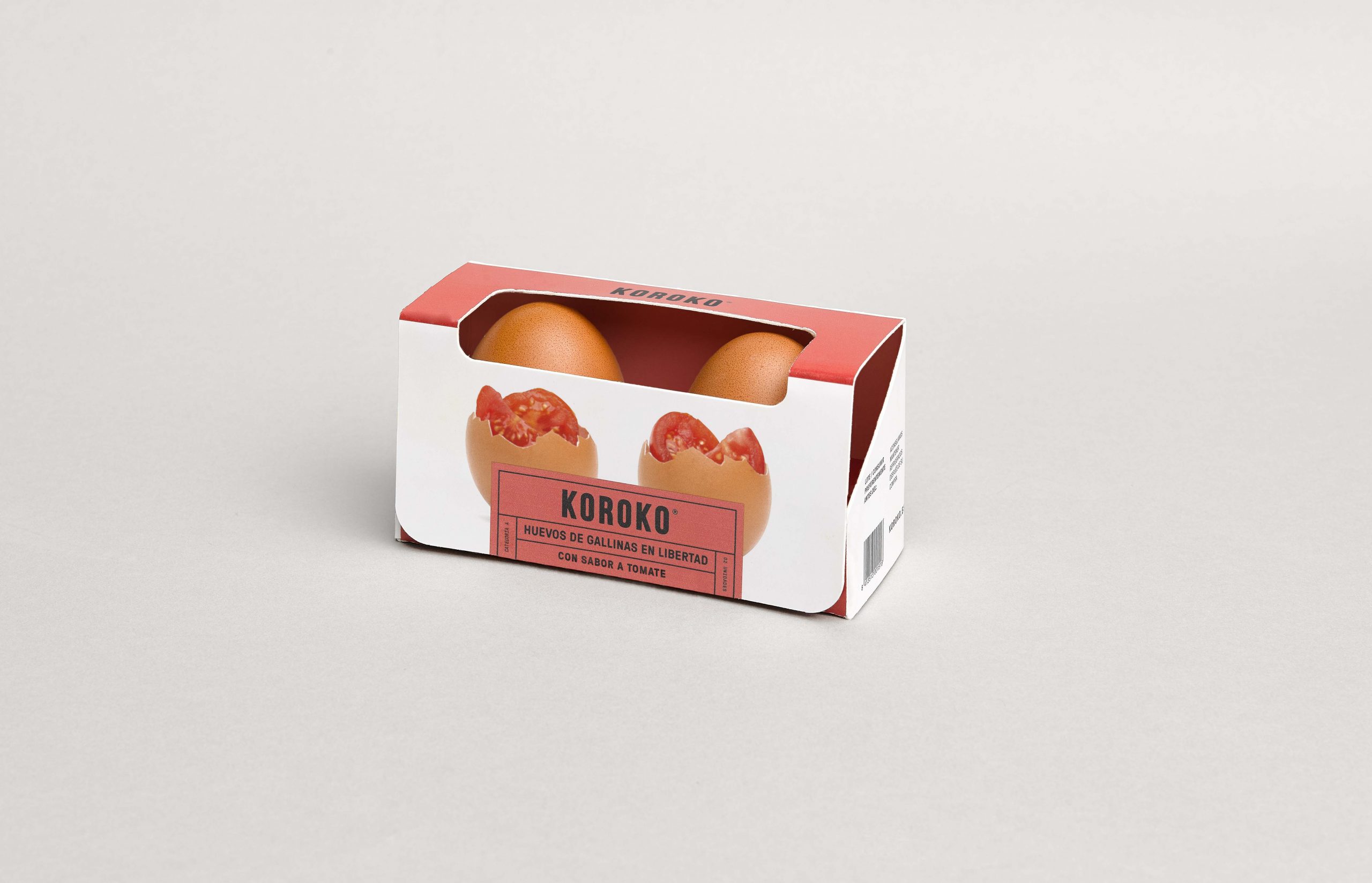 Packaging de los huevos con sabor a tomate