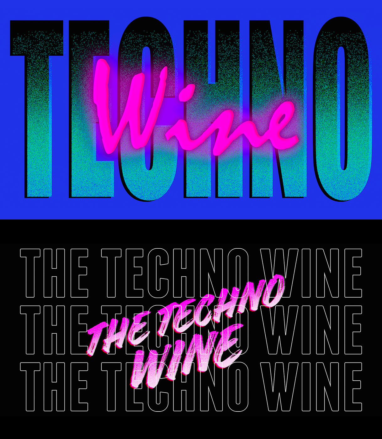 Identidad visual con el texto Techno Wine