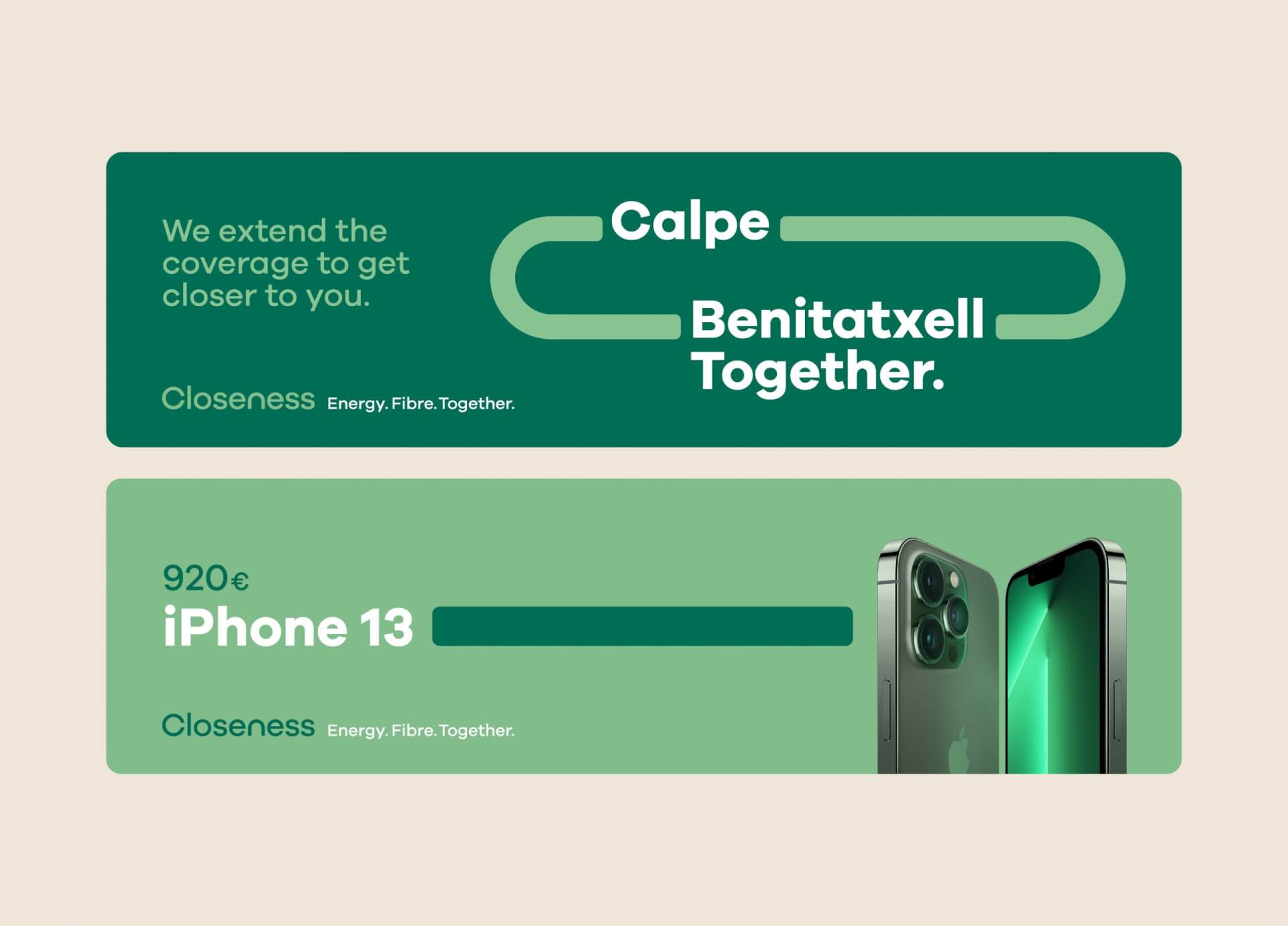 Cartel publicitario en el que anuncia la conexión entre Calpe y Benitatxell