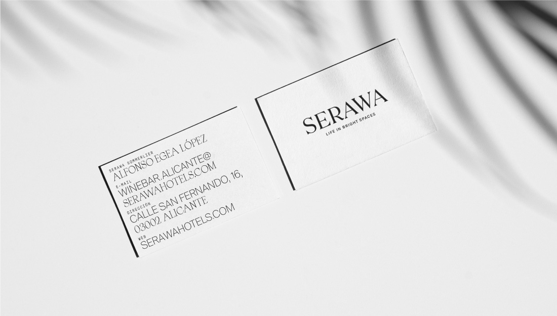 Muestra de las tarjetas de presentación diseñadas para Serawa