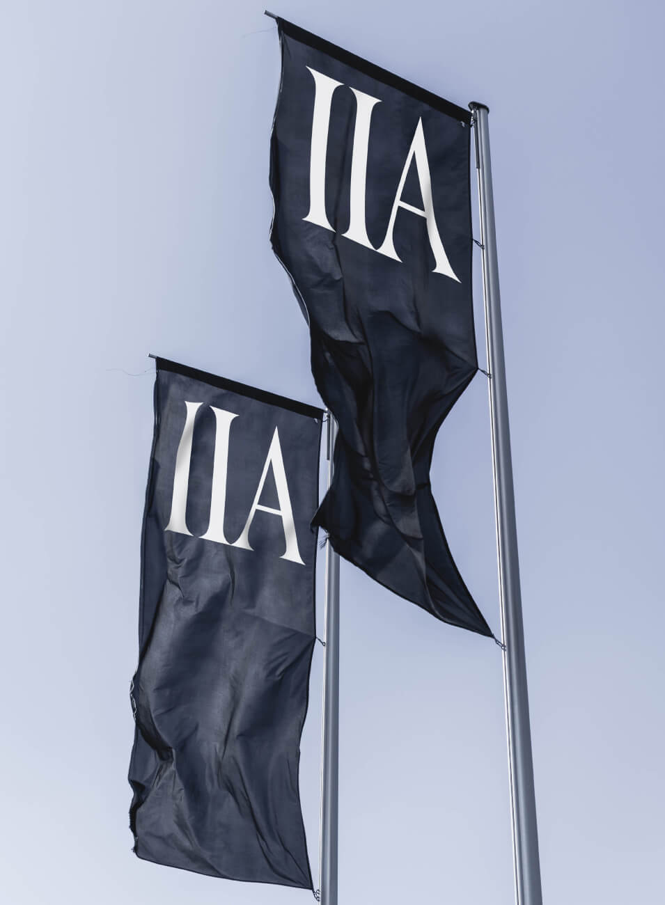 Banderas negras al viento con las letras IIA